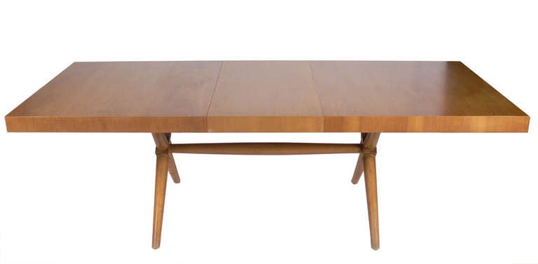 Mid-20th Century Sculptural X Base Dining Table designed by T.H. Robsjohn Gibbings