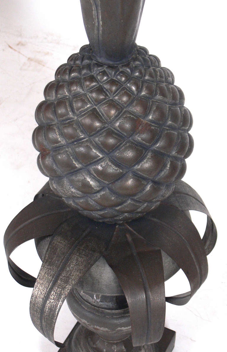Unknown Sculptural Zinc Pineapple Table Lamp For Sale
