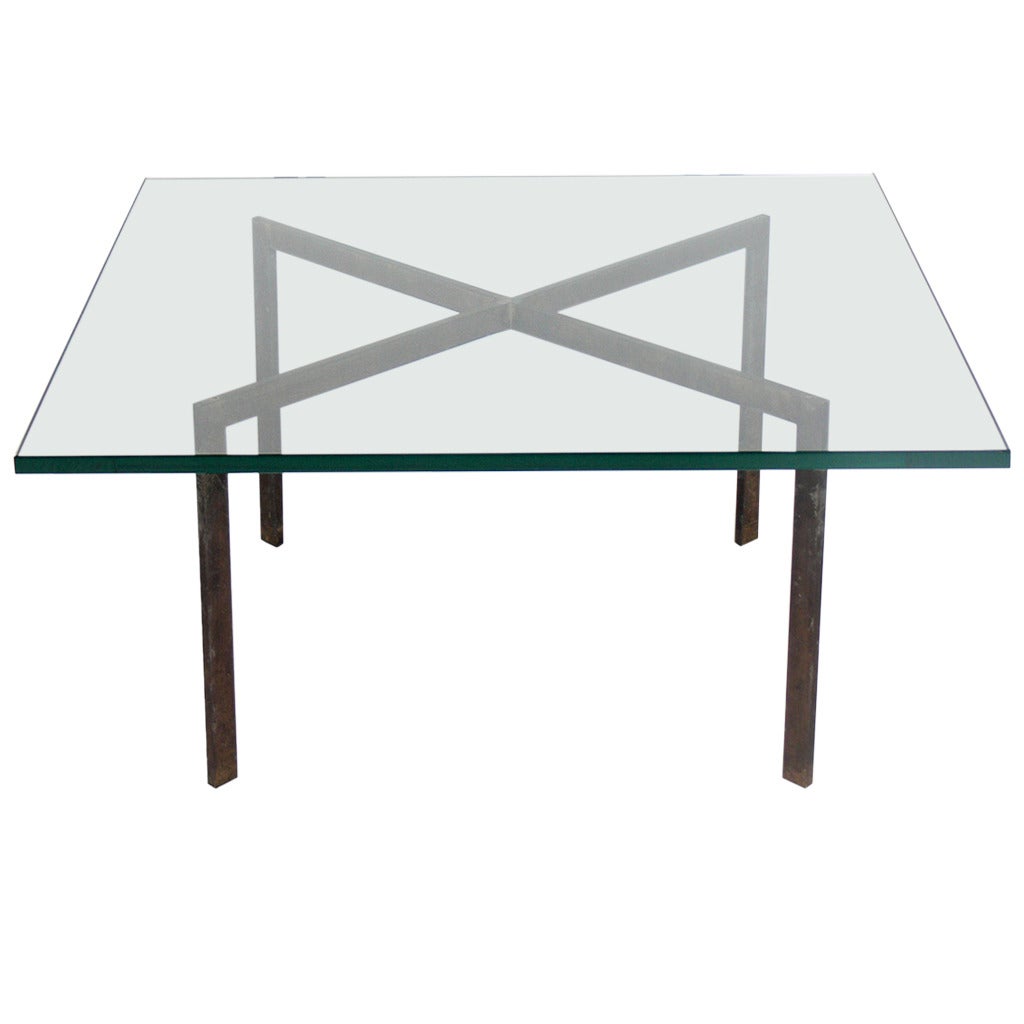 Solid Bronze "X" Base Coffee Table