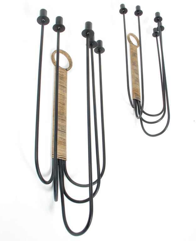 Pair of Large Sculptural Candelabra Sconces by Arthur Umanoff