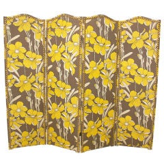 Vintage Graphic Floral Folding Screen circa 1960's