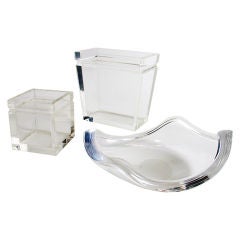 Lucite Centerpiece Bowl Waste Can Box