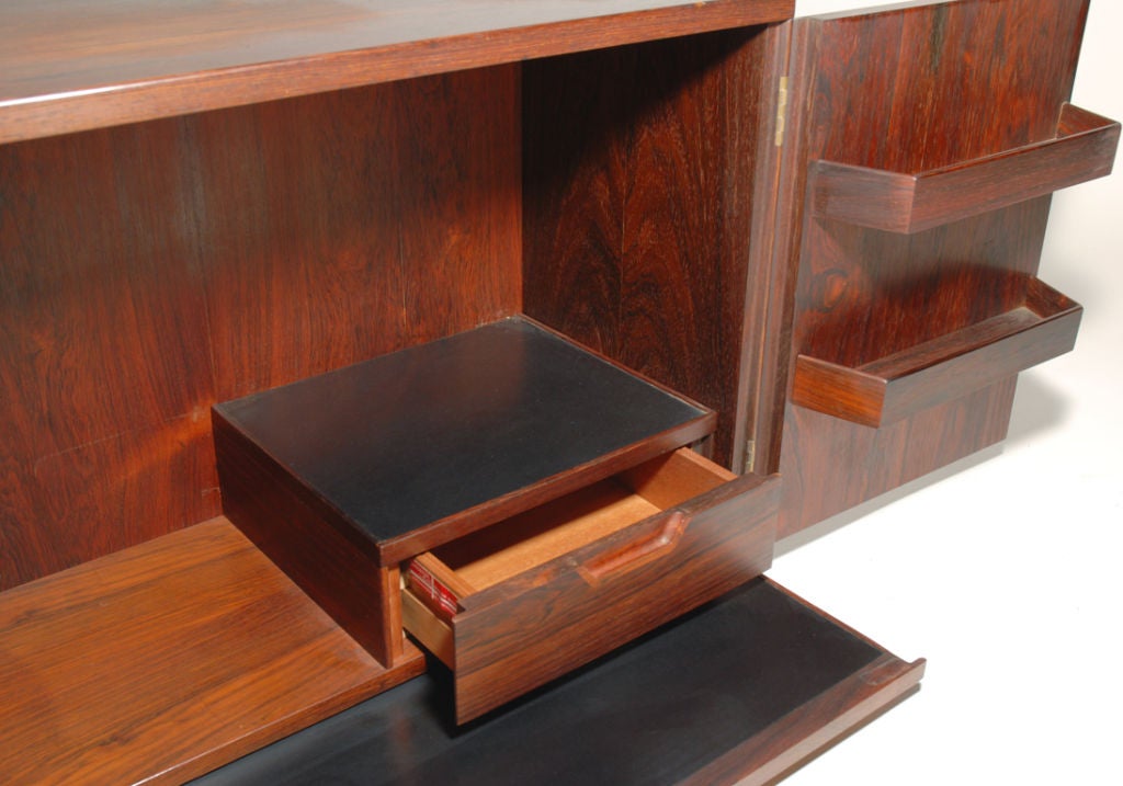 Wall Mounted Rosewood Bar Cabinet by Svend Langkilde In Excellent Condition In Atlanta, GA