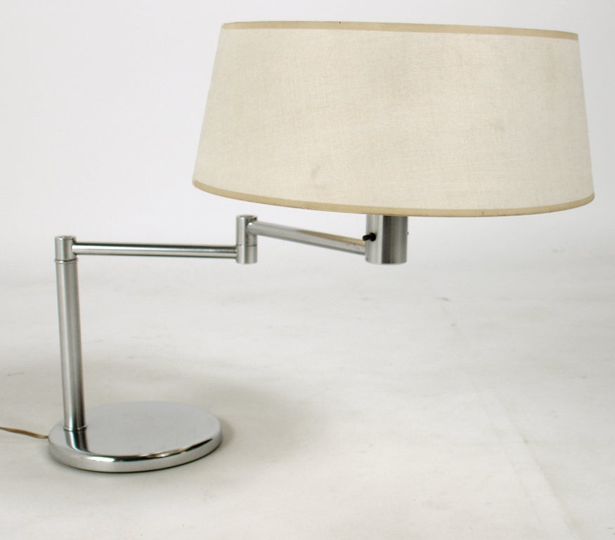 American Pair of Nickel Plated Table Lamps by Walter von Nessen