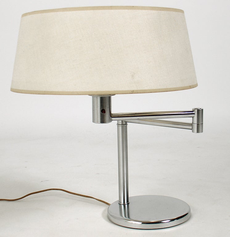 Pair of Nickel Plated Table Lamps by Walter von Nessen In Good Condition In Atlanta, GA