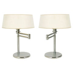 Pair of Nickel Plated Table Lamps by Walter von Nessen