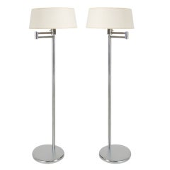 Pair of Nickel Plated Floor Lamps by Walter von Nessen