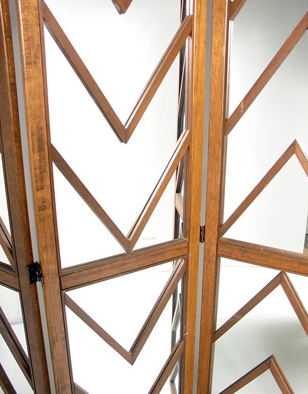 American Mirrored Chevron Folding Screen