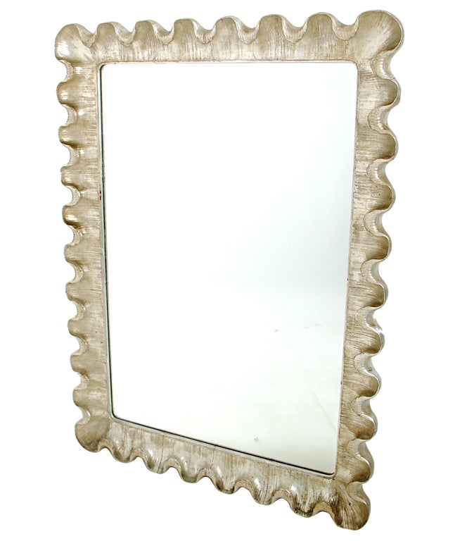 American Venetian Scalloped Mirror with Great Patina