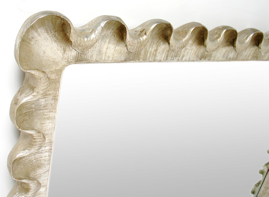 Hand-Carved Venetian Scalloped Mirror with Great Patina