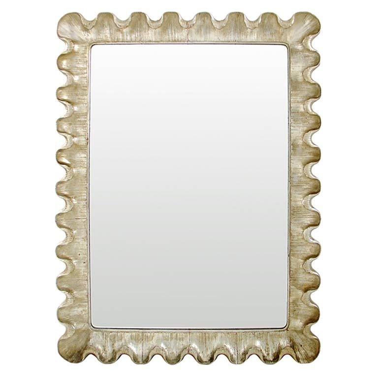 Venetian Scalloped Mirror with Great Patina