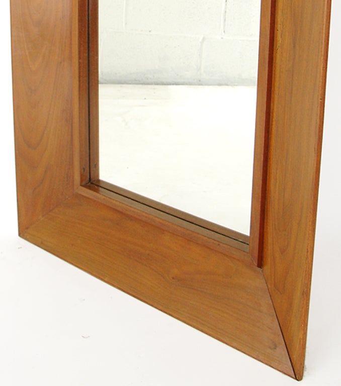 Pair of Deep Profile Modernist Walnut Mirrors 2