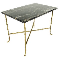 Elegant Faux Bamboo Brass and Marble Table