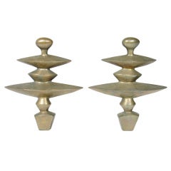 Pair of Sculptural Bronze Andirons designed by Diego Giacometti