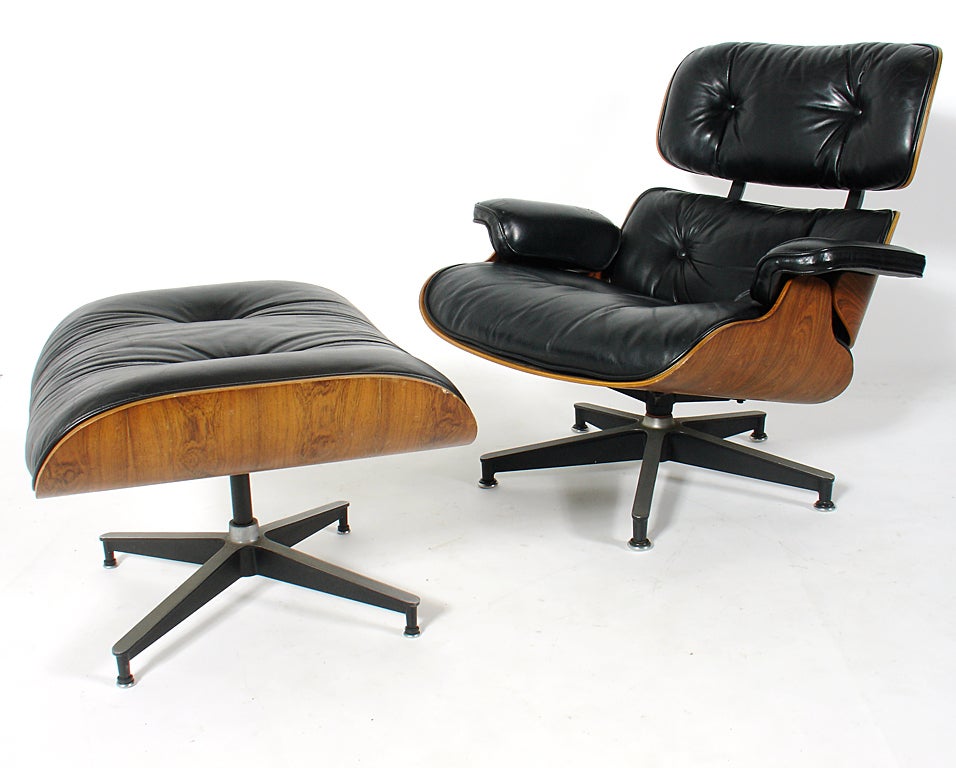 Iconic Rosewood Lounge Chair and Ottoman, designed by Charles and Ray Eames for Herman Miller, circa 1970's. The Model 670 & 671 Lounge Chair and Ottoman have become a design icon of the 20th Century. This example is constructed of beautifully