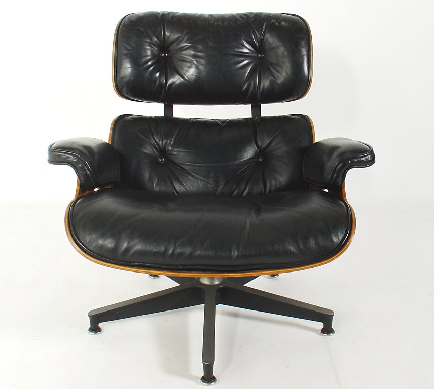Metal Iconic Lounge Chair and Ottoman by Charles and Ray Eames