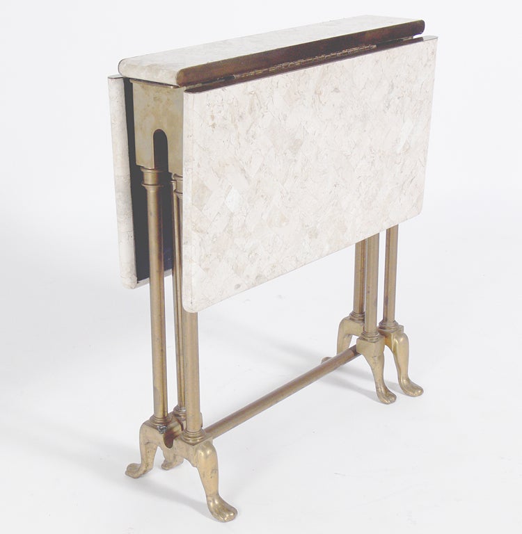 Mid-20th Century Italian Marble and Brass Folding Table