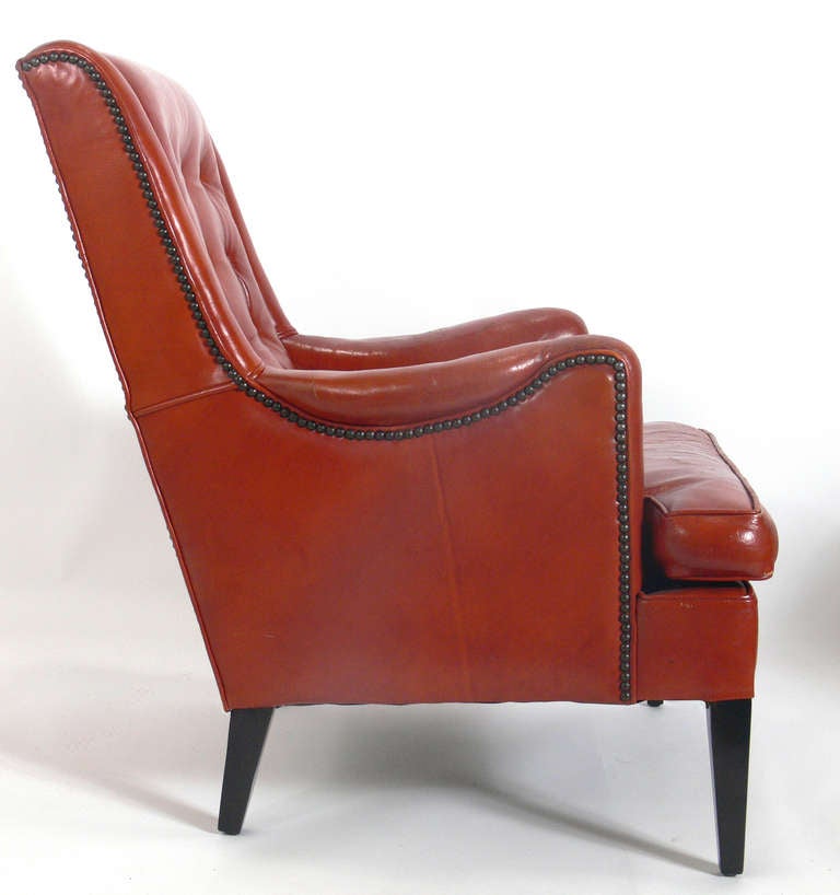 burnt orange leather chair