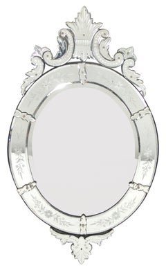 Antique Elegant 19th Century Oval Venetian Mirror