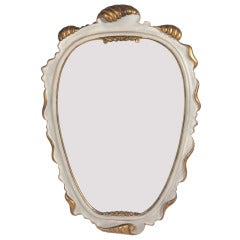 Elegant Ivory Color and Gilt Scrolled Mirror in the manner of Dorothy Draper