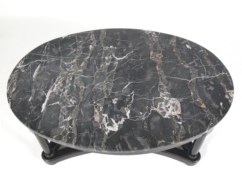 American Elegant 1940's Oval Marble Top Coffee Table
