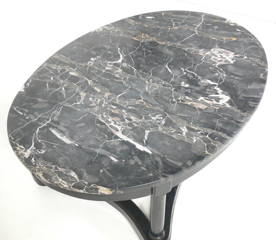 Mid-20th Century Elegant 1940's Oval Marble Top Coffee Table