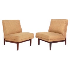 Pair of Clean Lined Modern Slipper Chairs by Jens Risom