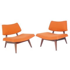 Pair of Sculptural Modern Slipper Chairs by Jens Risom