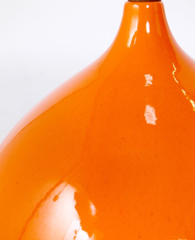Pair of Vibrant Orange Ceramic Lamps 1