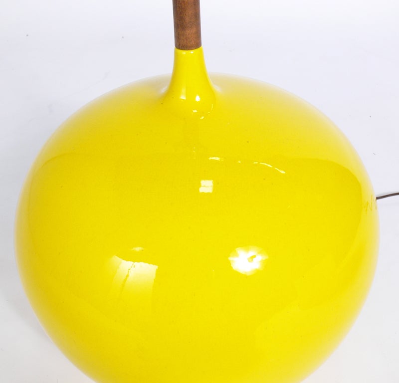 Mid-20th Century Vibrant Yellow Ceramic Lamp