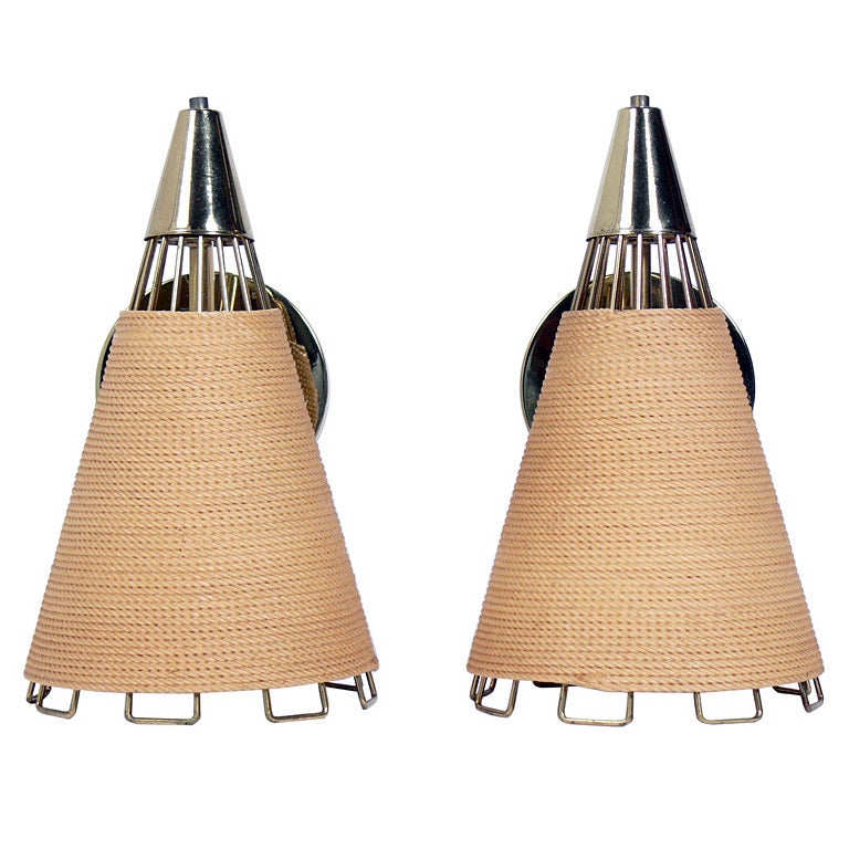 Pair of Rope Wrapped Modern Sconces Very Nautical at 1stDibs