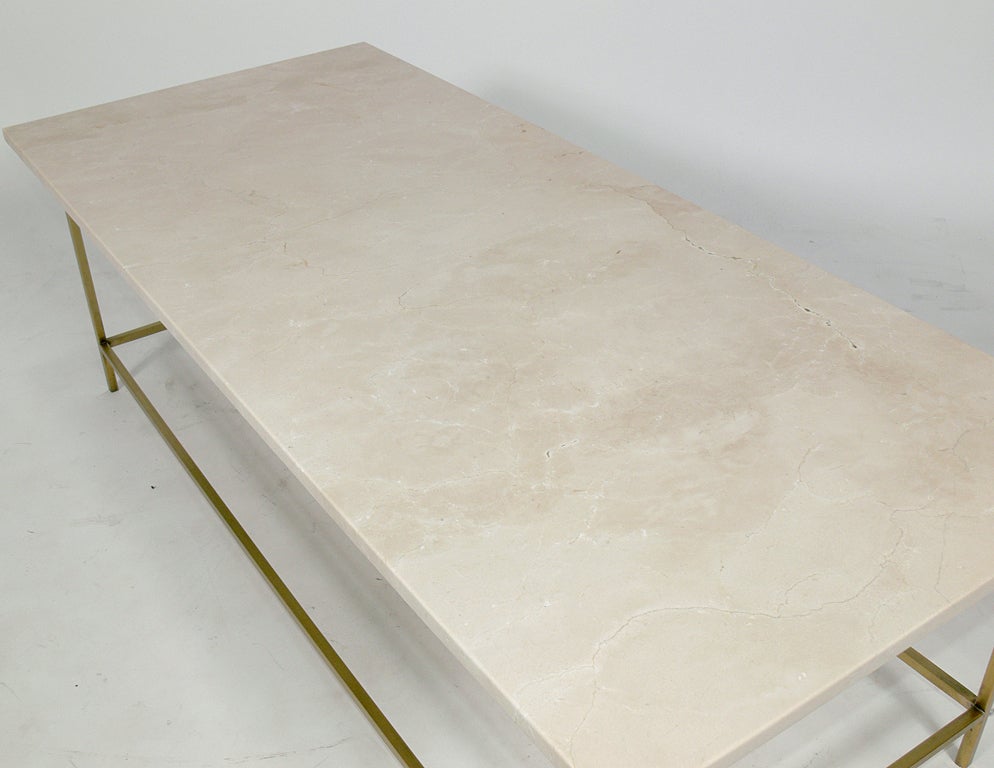 Modernist Brass and Marble Coffee Table by Paul McCobb In Good Condition In Atlanta, GA