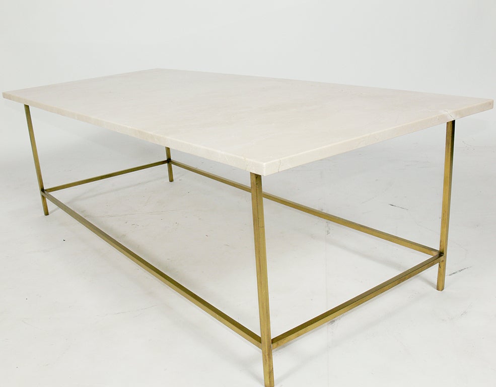 Mid-20th Century Modernist Brass and Marble Coffee Table by Paul McCobb