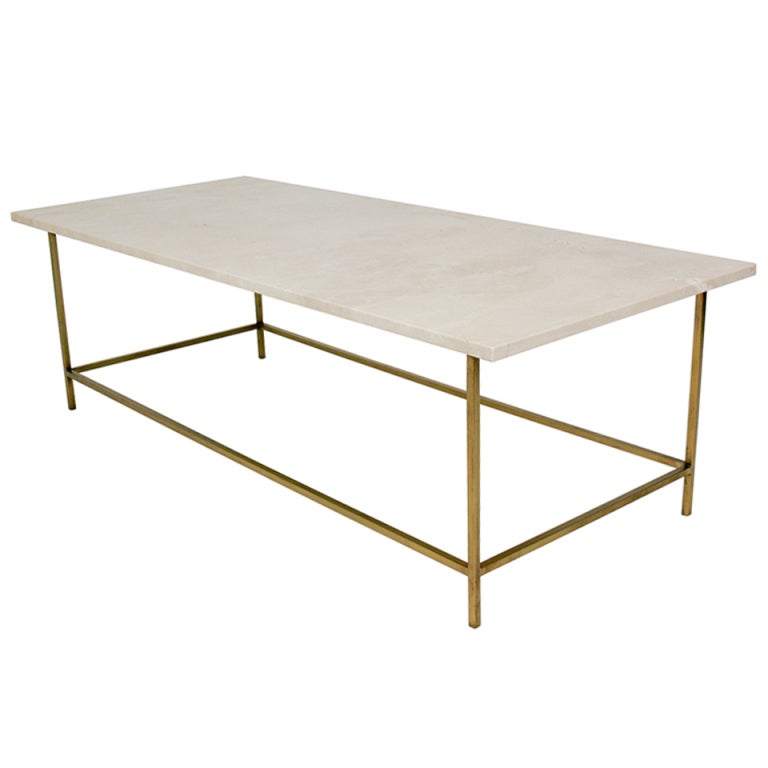 Modernist Brass and Marble Coffee Table by Paul McCobb