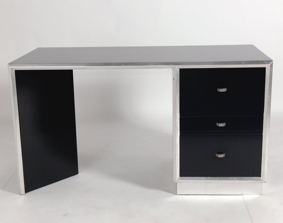 Silk Art Deco Skyscraper Furniture Desk and Chair by Paul Frankl