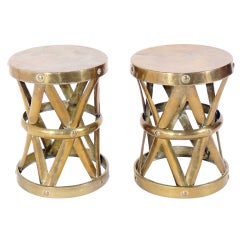 Vintage Pair of Brass Stools