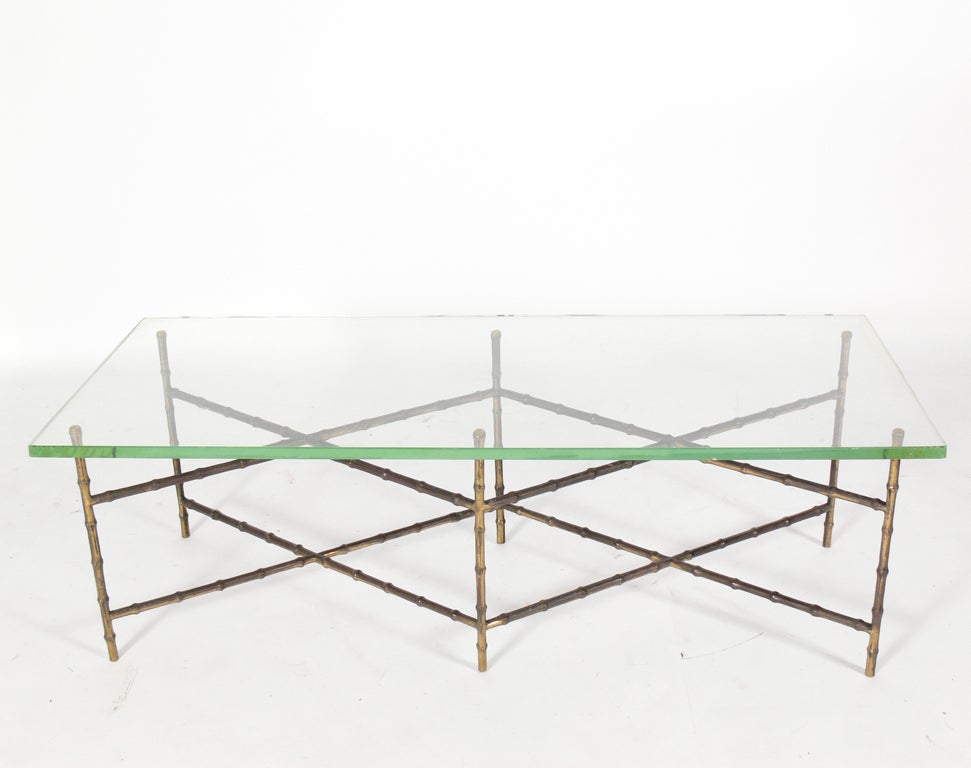 Rectangular Brass Faux Bamboo Coffee Table Base