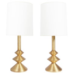 Pair of Sculptural Gold Leaf Lamps in the manner of Giacometti