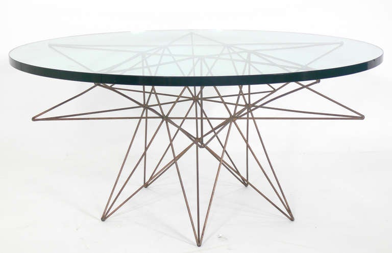 Mid-Century Modern Sculptural Metal Coffee Table Base attributed to Rene Brancusi