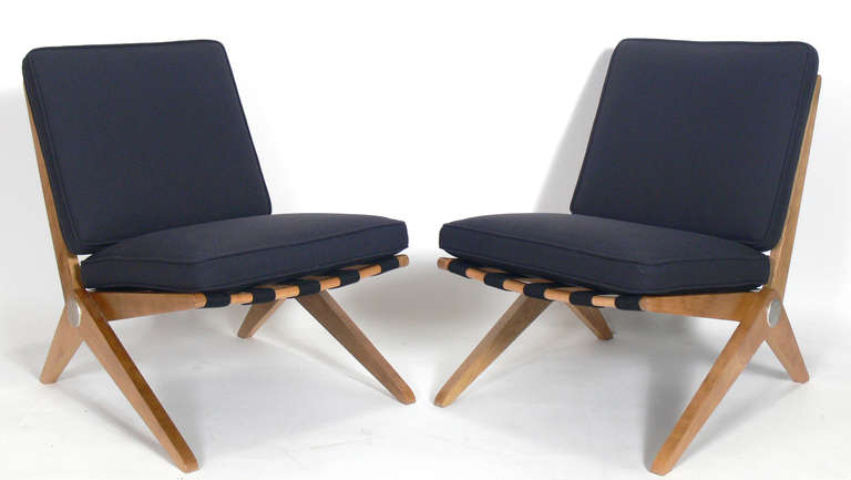 Mid-Century Modern Pair of Scissor Chairs after Pierre Jeanneret
