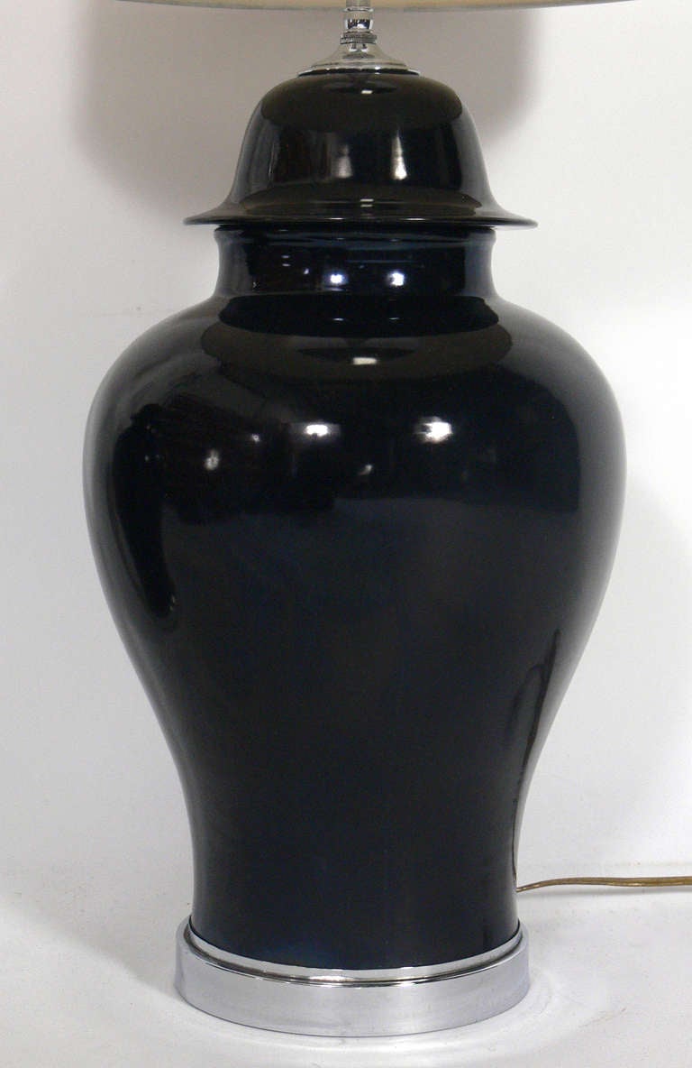 Hollywood Regency Selection of Asian Urn Form Ceramic Lamps