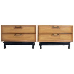 Pair of Asian-Influenced Night Stands or End Tables, Choice of Color