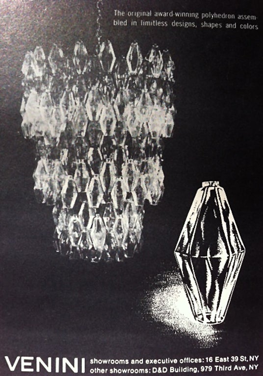 Late 20th Century Venini Glass Polyhedron Chandelier