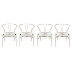 Hans Wegner Wishbone Dining Chairs In White