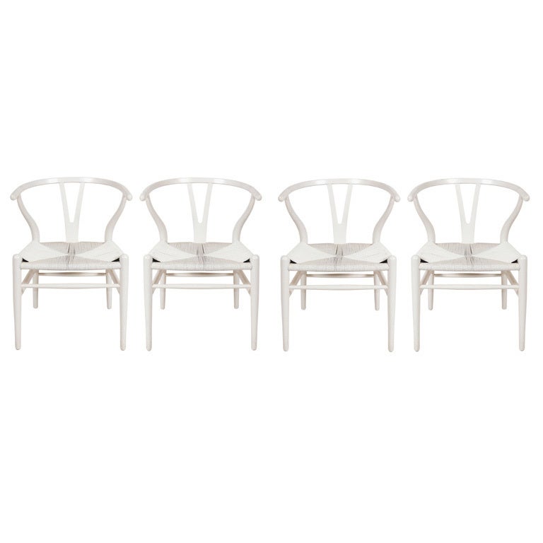 Hans Wegner Wishbone Dining Chairs In White