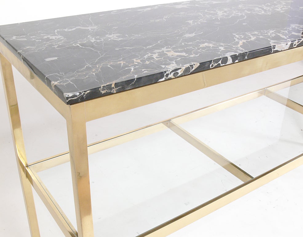 Substantial Brass and Marble Modern Console Table 1