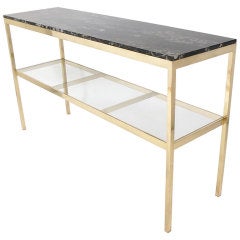 Substantial Brass and Marble Modern Console Table