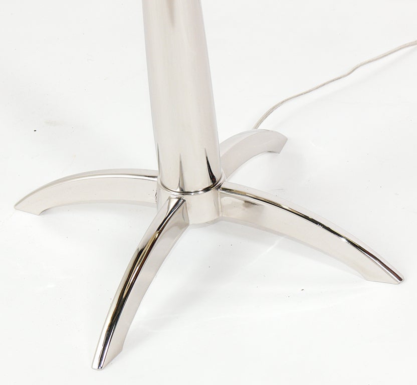 Pair of of Sleek Nickel Plated Lamps by Stiffel 1