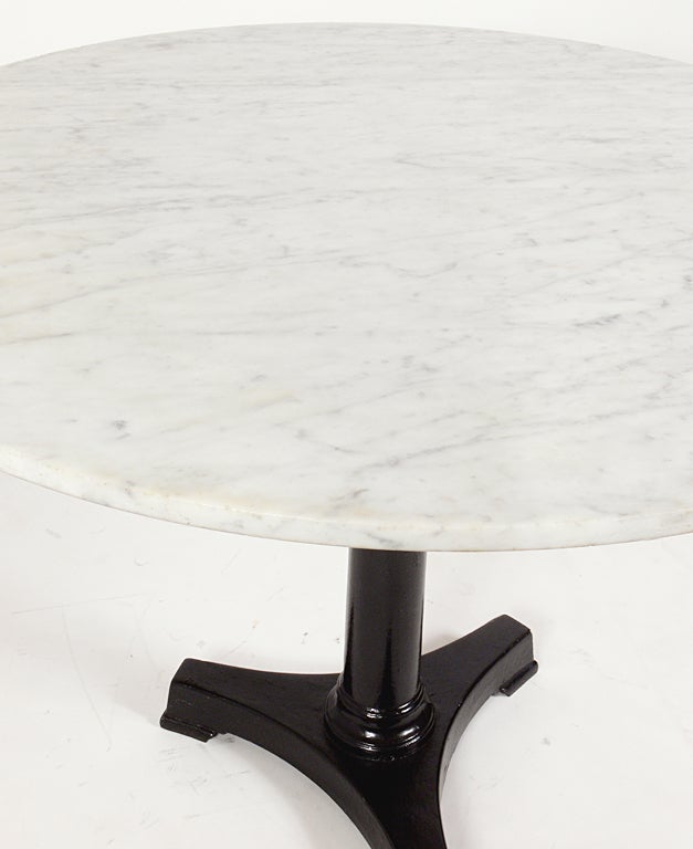 White Marble Dining or Breakfast Table with Industrial Iron Base