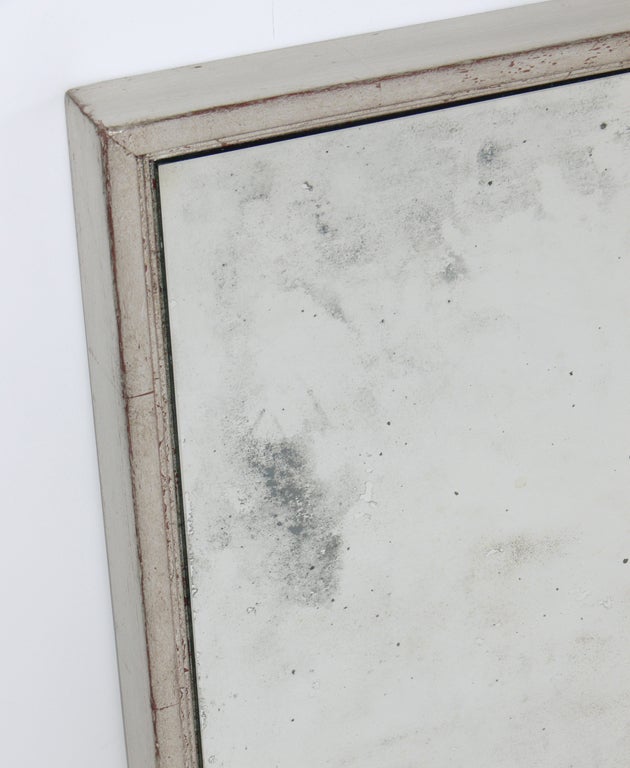 American Antiqued Mirror in Graduated Square Silver Leaf Frame